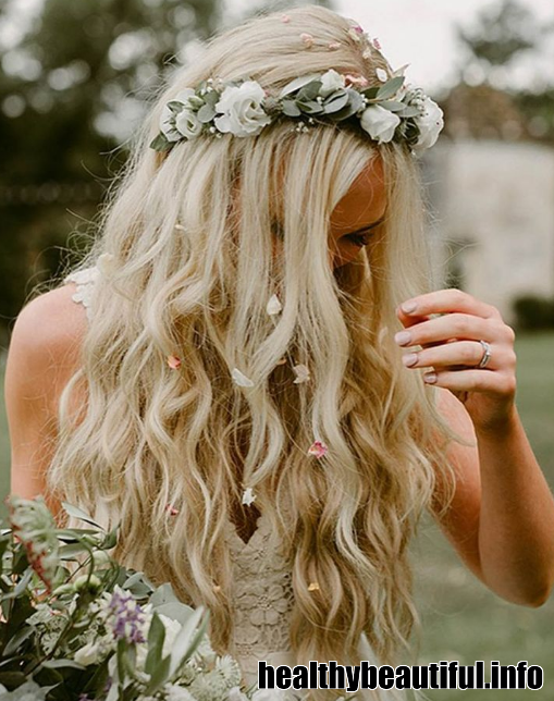 Floral Crown with Loose Bohemian Waves