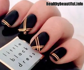 Metallic gold lines on a matte black base for a chic contrast