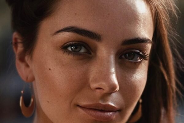 a close up of a person wearing earrings