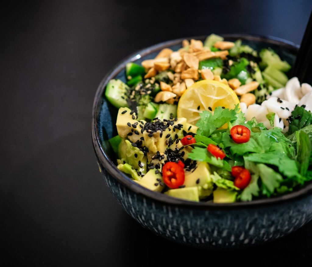 vegetable salad in gray bowl means healthier alternatives